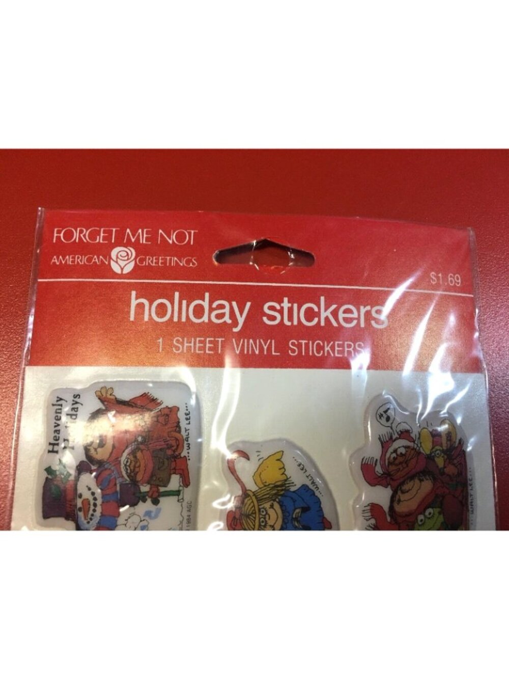 Sherman On The Mount Vintage Puffy Stickers 1984 Vinyl AGC Forget Me Not Holiday - Picture 5 of 6